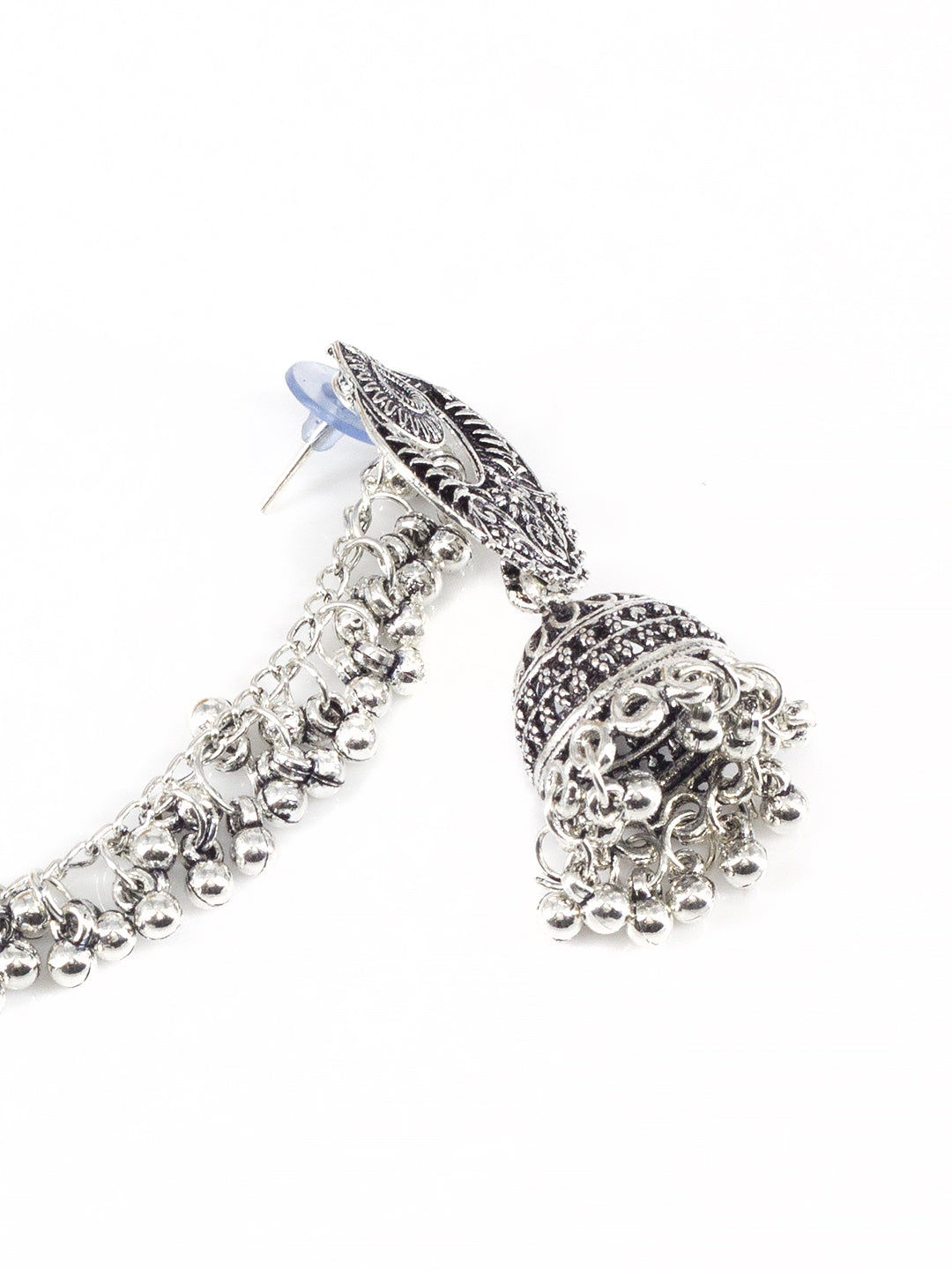 Chandbali Jhumka Earrings With Chain