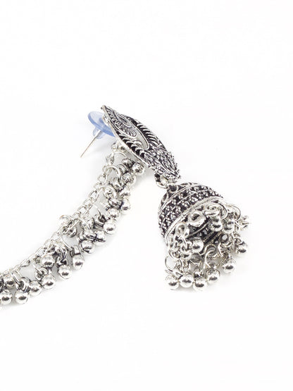 Chandbali Jhumka Earrings With Chain