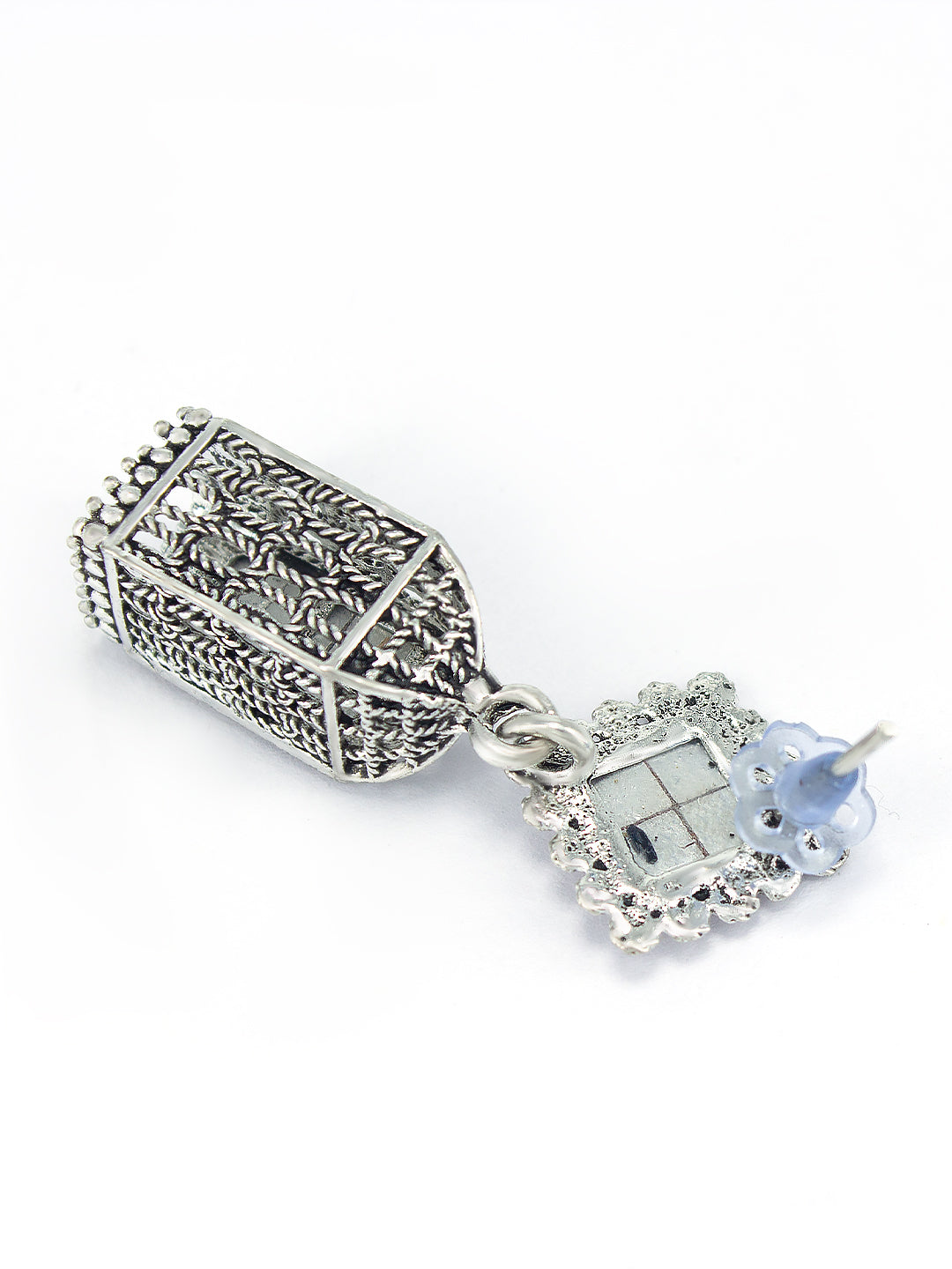 White Square Drop Earrings