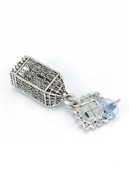 White Square Drop Earrings