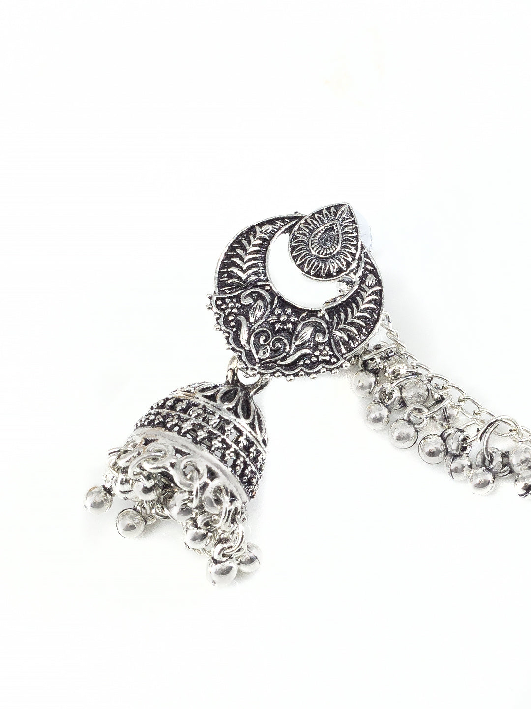 Chandbali Jhumka Earrings With Chain