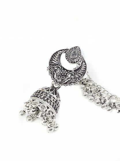 Chandbali Jhumka Earrings With Chain