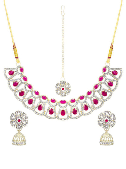 Maroon Floral Jewellery Set
