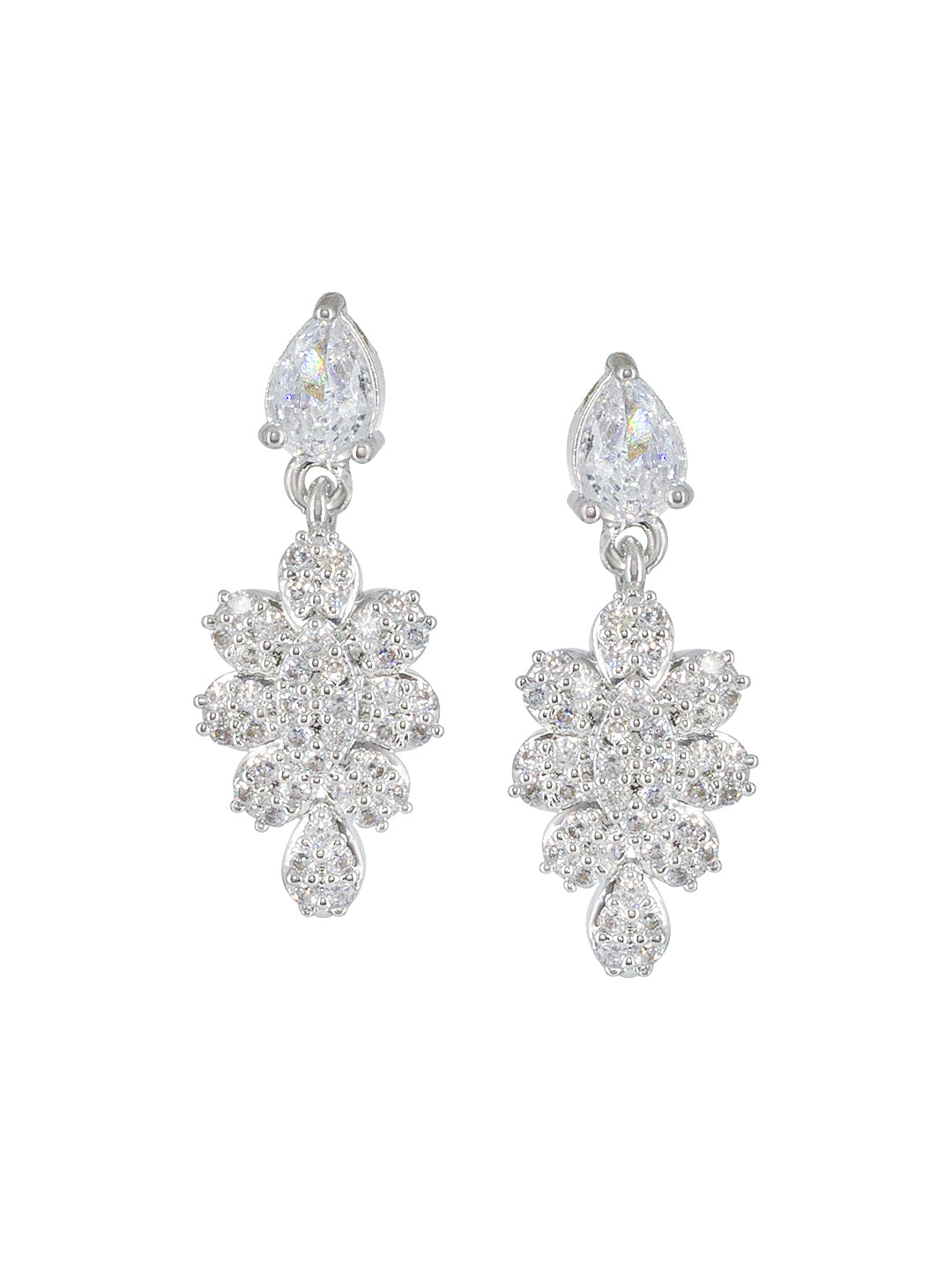 AD Studded Floral Sleek Jewellery Set