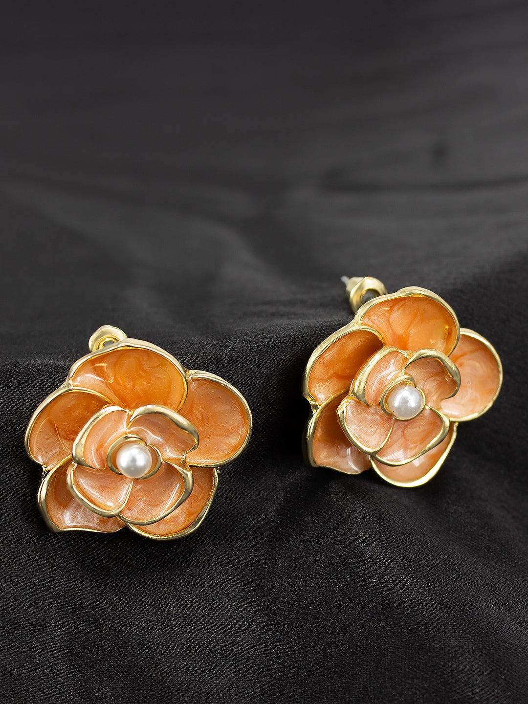 Gold-Plated Floral Studs Earrings