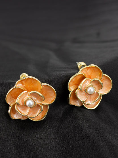 Gold-Plated Floral Studs Earrings