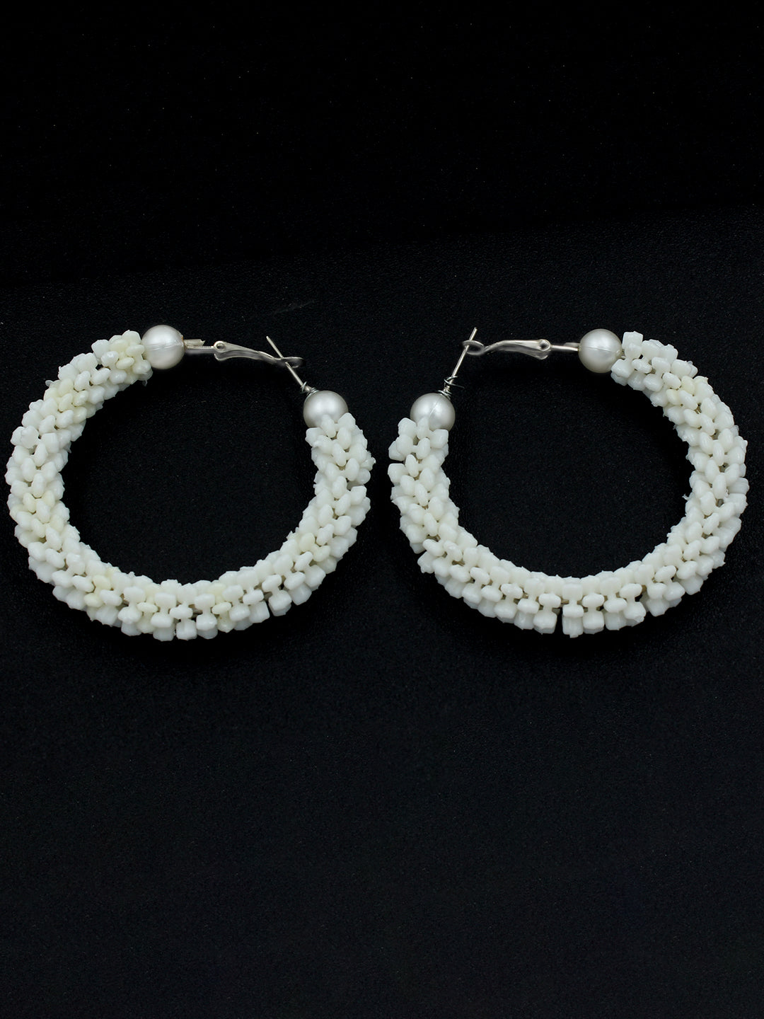 Faux Pearls & Shells Hoop Earrings