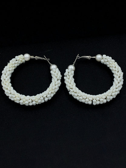 Faux Pearls & Shells Hoop Earrings
