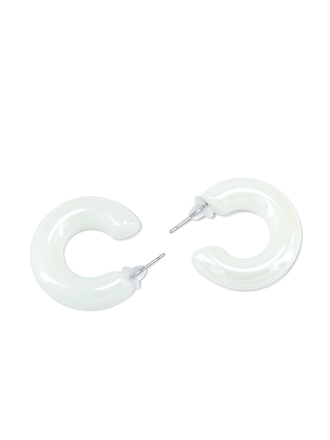 White Half Hoop Earrings