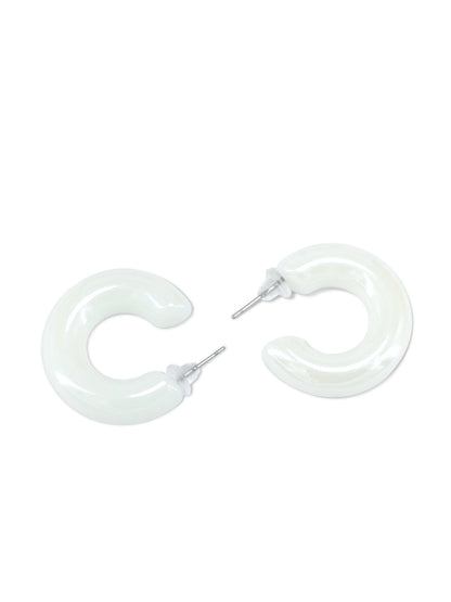 White Half Hoop Earrings