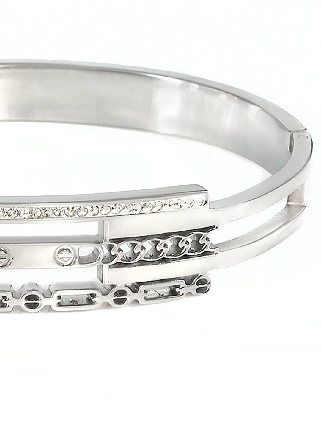 Stainless Steel Anti Tarnish American Diamond Openable Bracelet