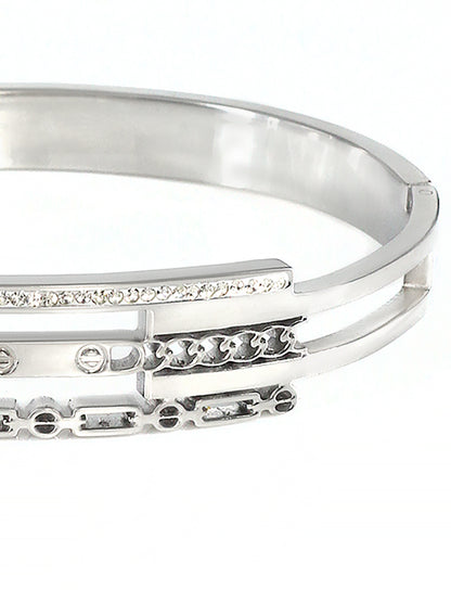 Stainless Steel Anti Tarnish American Diamond Openable Bracelet