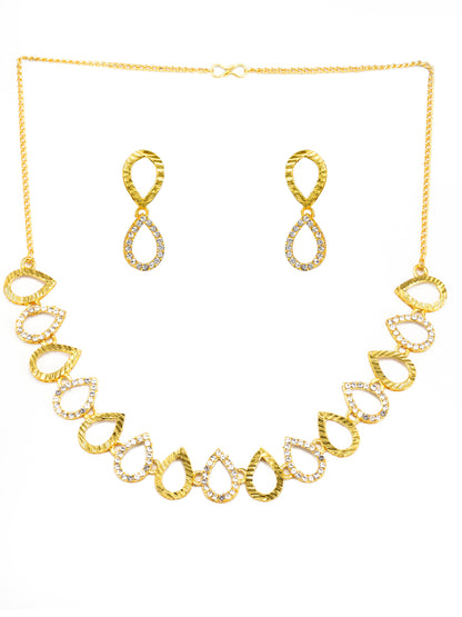 Gold Plated Artificial Stone Studded Jewellery Set