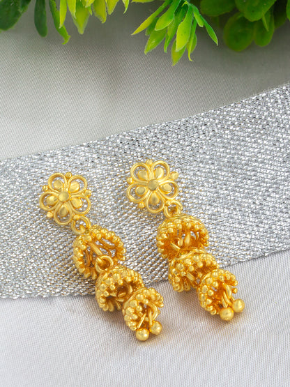 Floral Multi Layered Jhumka Earrings