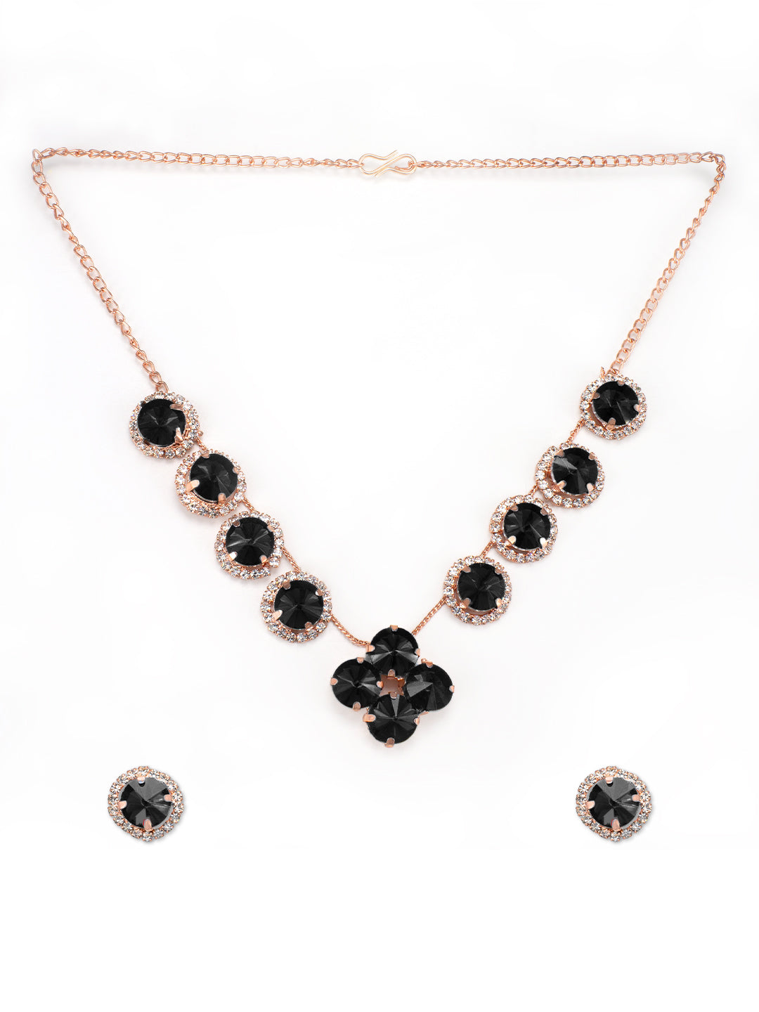 Black Floral Jewellery Set