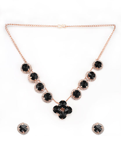 Black Floral Jewellery Set