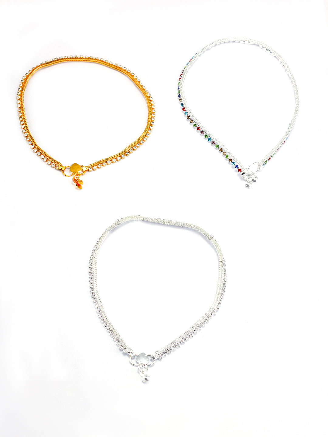 Set of 3 Pair Anklets