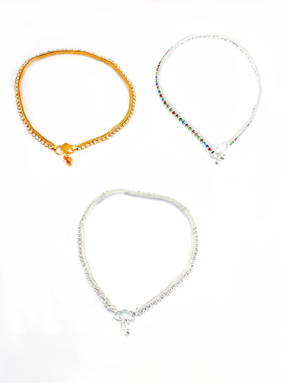 Set of 3 Pair Anklets