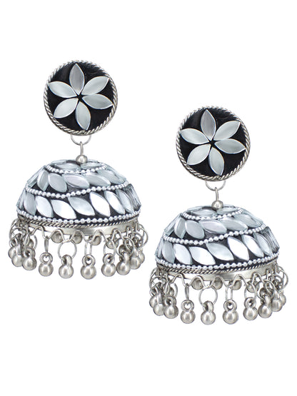 Black Beads Drop Jhumka Earrings