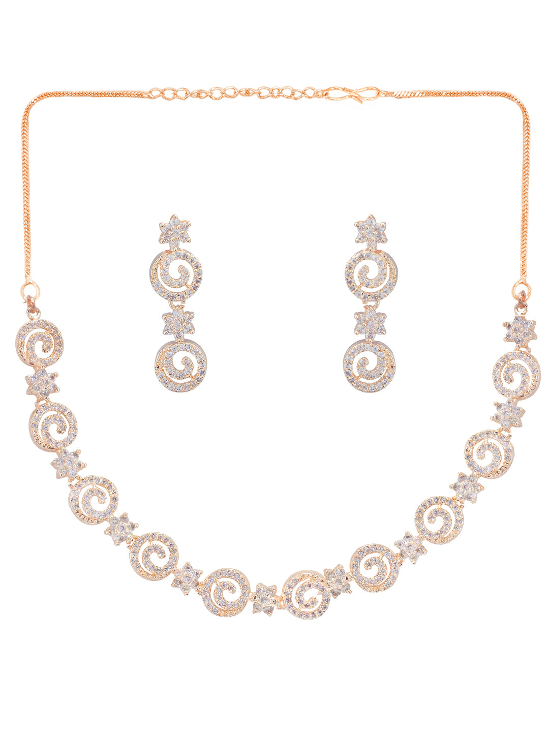 Rose Gold Plated American Diamond Jewellery Set