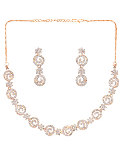 Rose Gold Plated American Diamond Jewellery Set