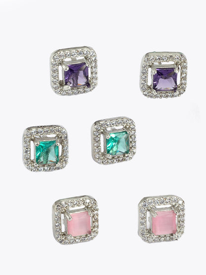 Pack of 3 Trendy AD Stud Earrings