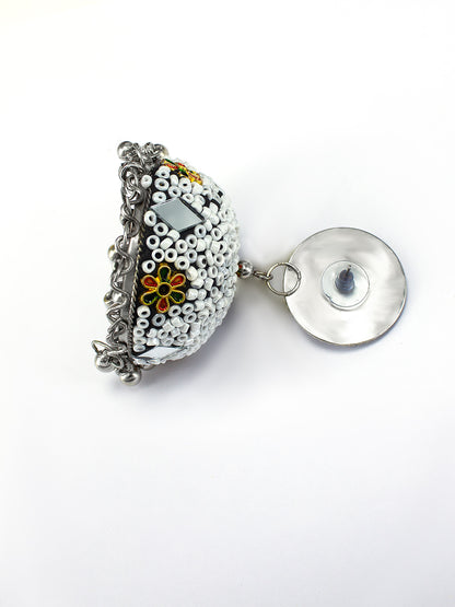 White Beads Drop Jhumka Earrings