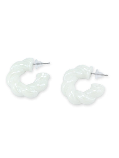 White Half Hoop Earrings