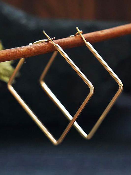 Gold Plated Square Hoop Earrings