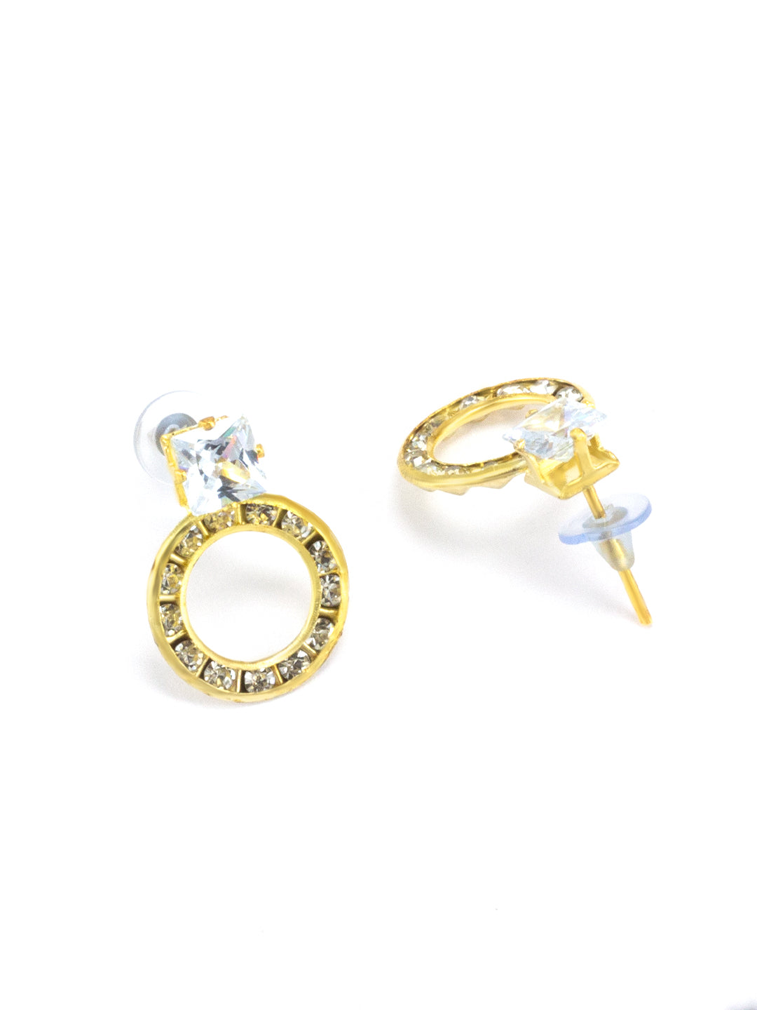 CZ Circular Drop Earrings