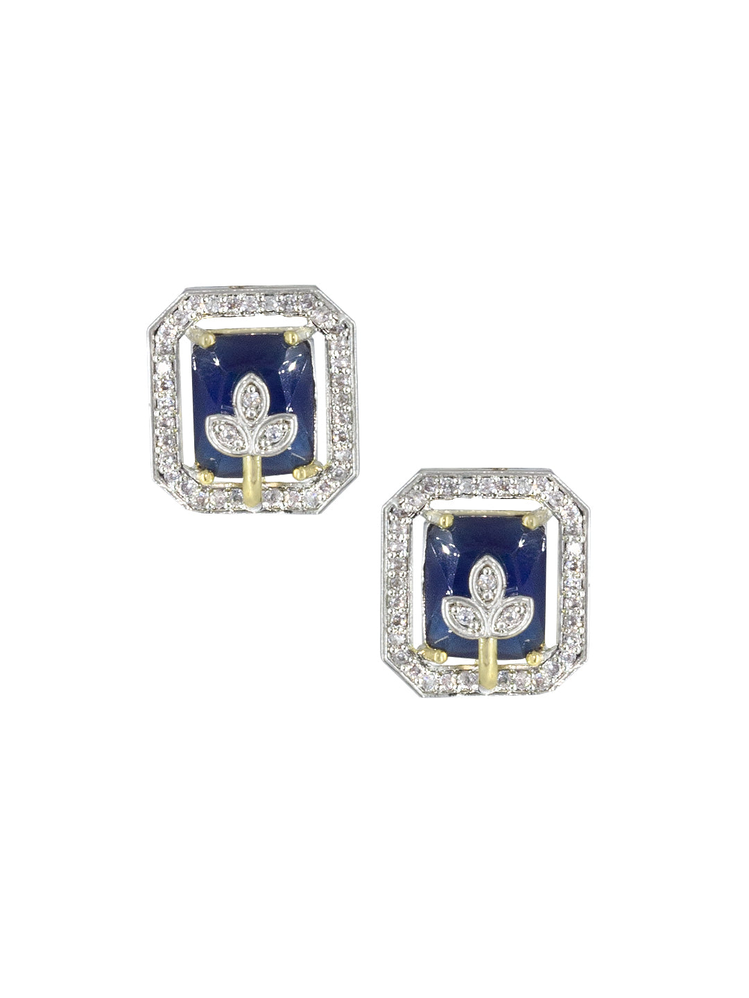 Blue Floral AD-Studded Pendant Set