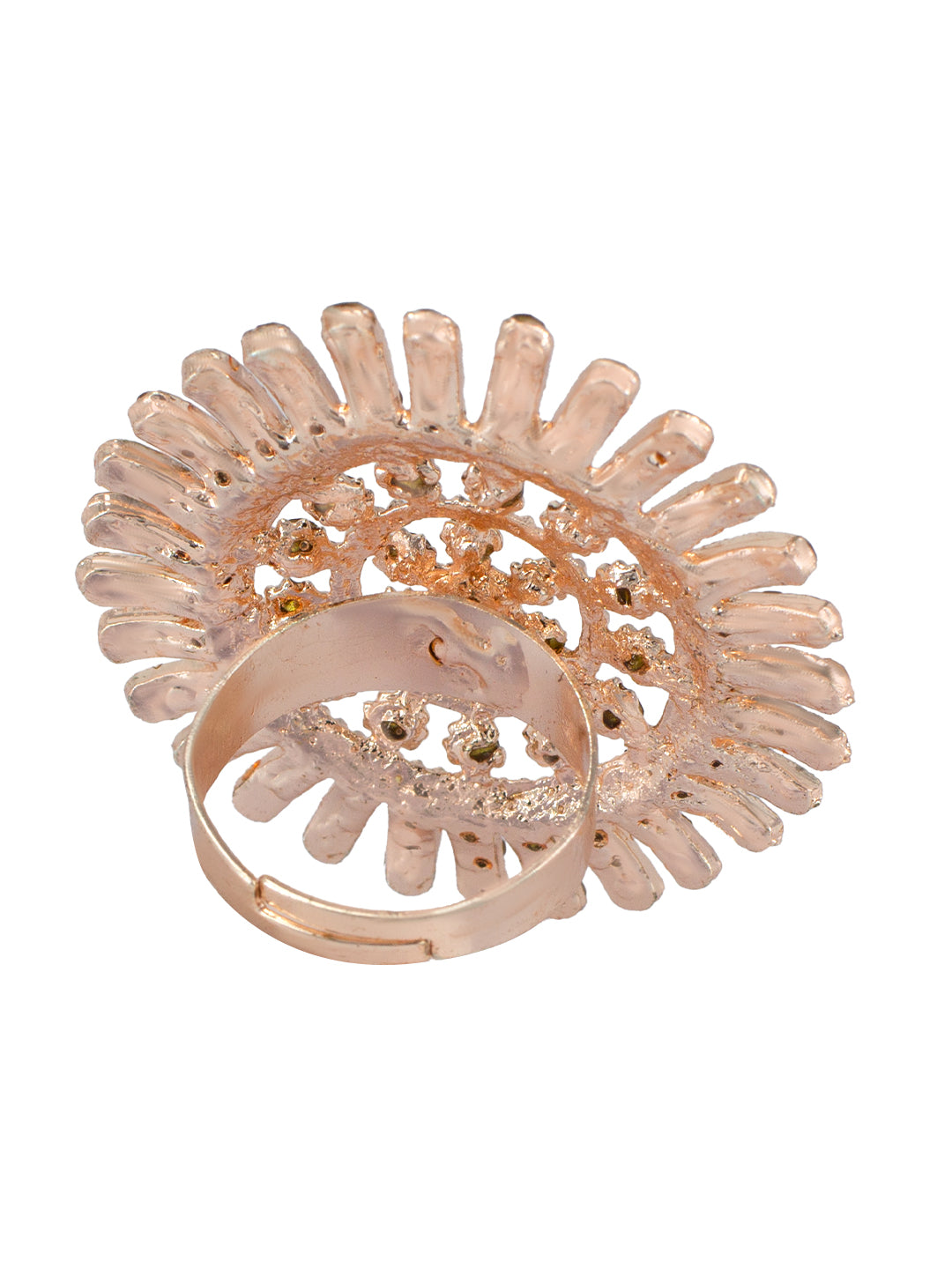 Rhinestone Floral Adjustable Ring