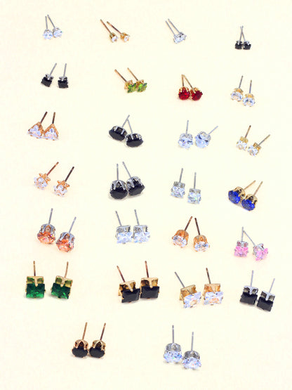 Pack of 26 Multicolour Geometric  AD Stud Earrings