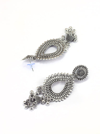 Silver Oxidized Boho Afghani Style Jhumka Earrings