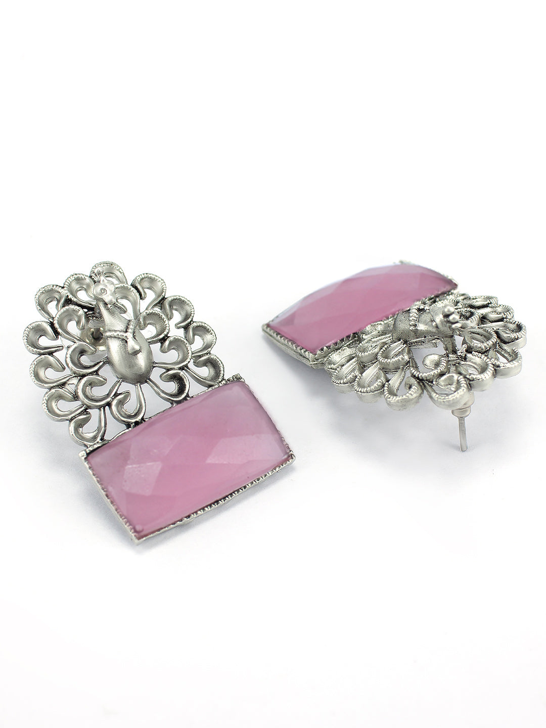 Pink Monalisa Peacock Drop Earrings