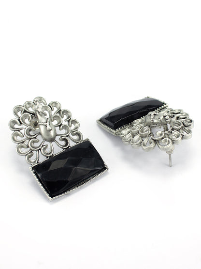 Black Monalisa Peacock Dangle Earrings
