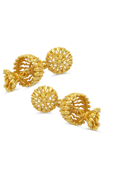 Gold Plated Floral Jhumka Earrings