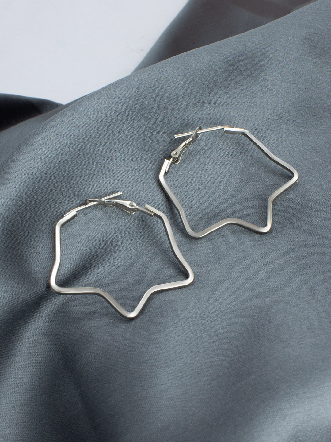 Silver Plated Star Hoop Earrings