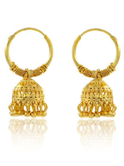 Gold-Plated Circular Hoop Jhumki Earrings