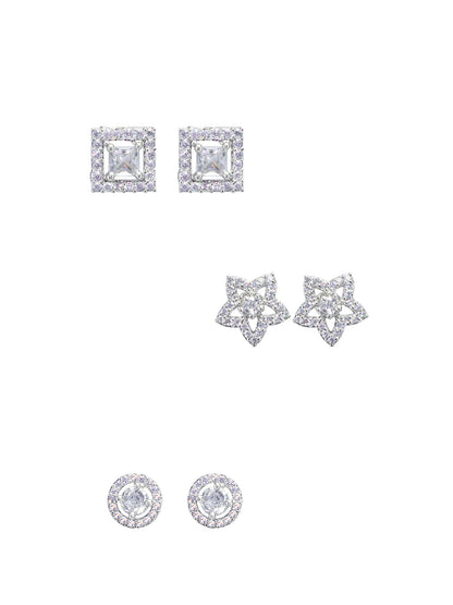 Pack of 3 Geometric AD Trendy Earrings