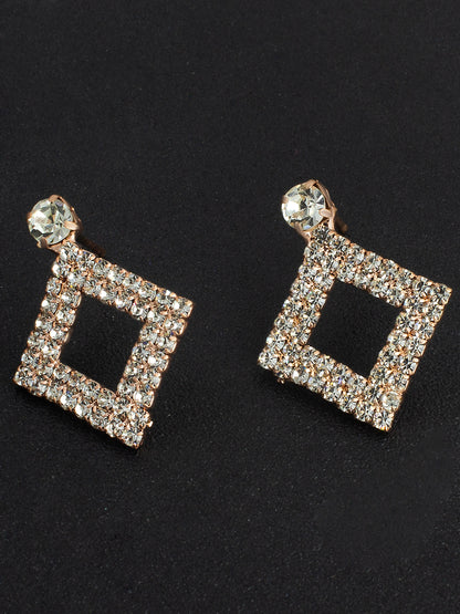 Rhinestone Square Drop Earrings
