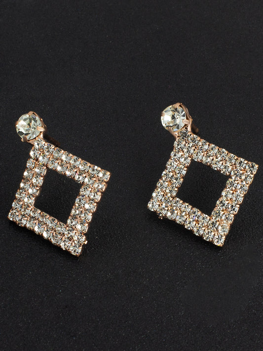 Rhinestone Square Drop Earrings