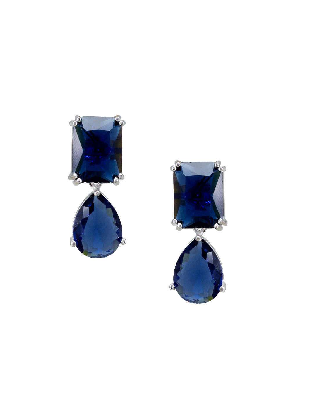 Blue Stone Studded Teardrop Earrings
