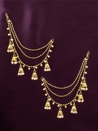 Bahubali Jhumki Ear Chain 3 Layered