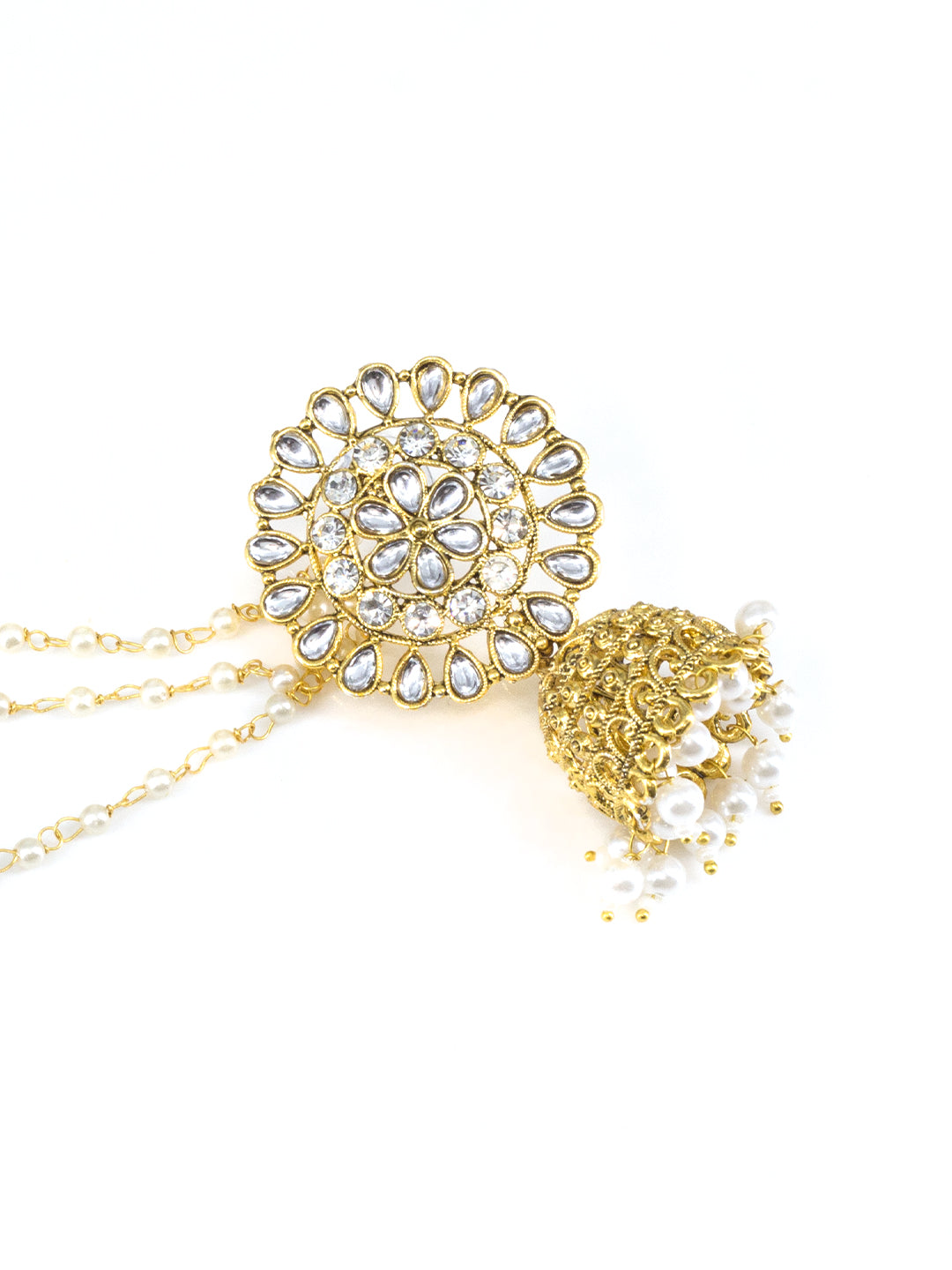 Floral Jhumka Earrings With Chain