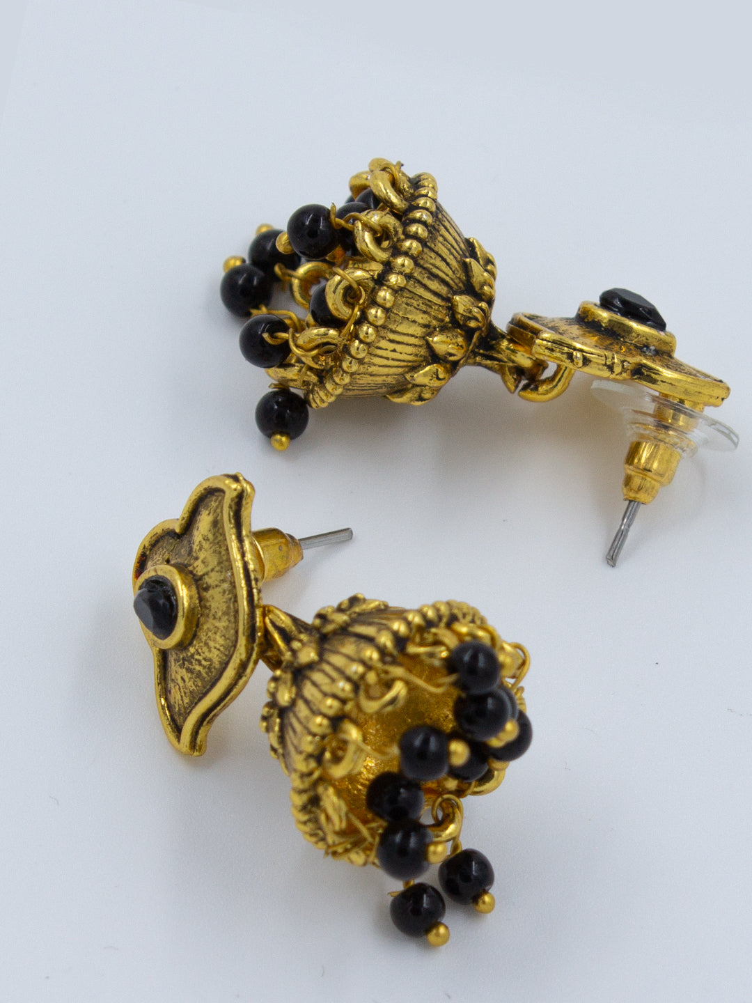 Black Beads Drop Jhumki Earrings