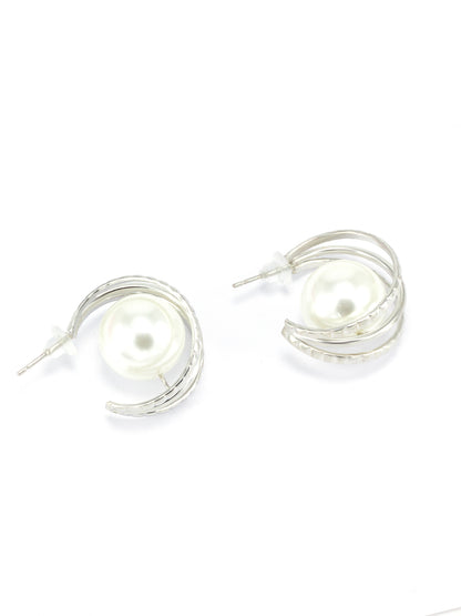 Pearl Half Hoop Earrings