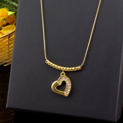 Stainless-Steel AD Heart Trendy Chain Necklace