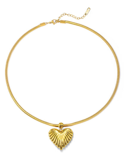 Anti Tarnish Stainless Steel Trendy Heart Hasli Choker Necklace