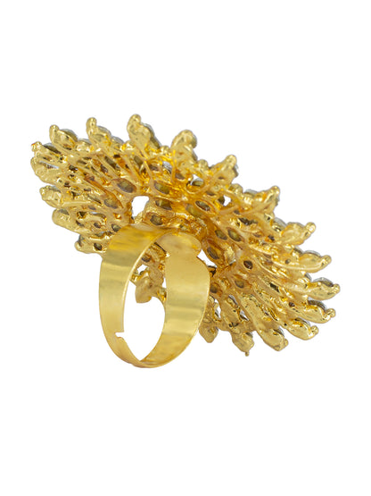 Artificial Stones Floral Adjustable Ring